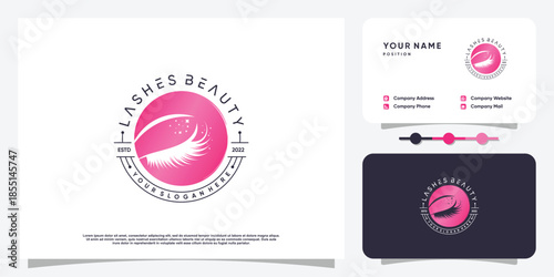 Lash logo design for beauty with creative element Premium Vector