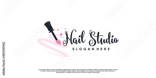Nail beauty logo design for beauty with creative element concept Premium Vector