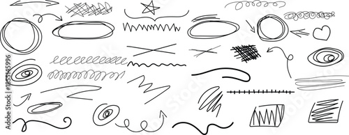 Collection of various hand drawn shapes and abstract designs