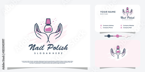 Nail beauty logo design for beauty with creative element concept Premium Vector