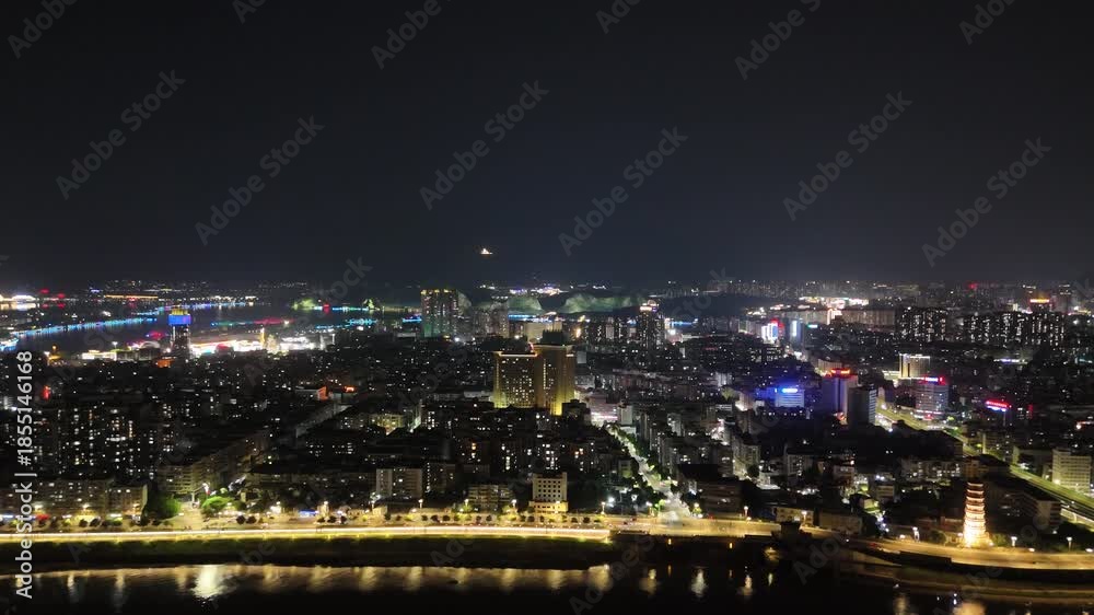 custom made wallpaper toronto digitalZhaoqing Guangdong Aerial Night Cityscape with River Lighting
