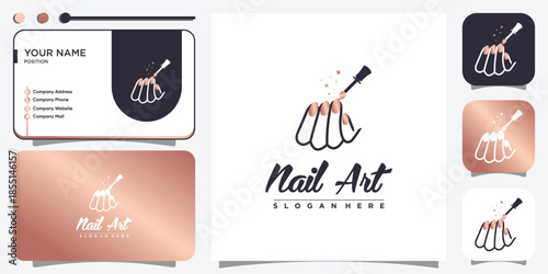 Nail beauty logo design for beauty with creative element concept Premium Vector