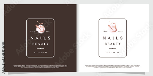 Nail beauty logo design for beauty with creative element concept Premium Vector