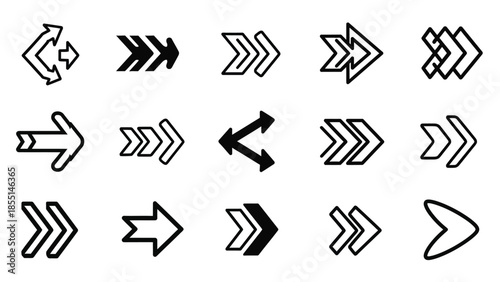 Versatile graphic arrow symbols illustrating diverse directional and flow concepts for modern design