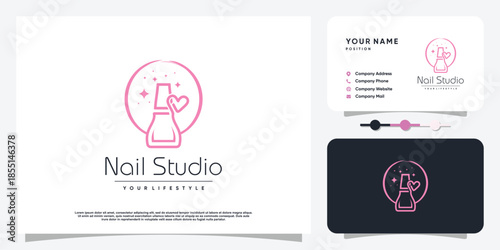 Nail beauty logo design for beauty with creative element concept Premium Vector