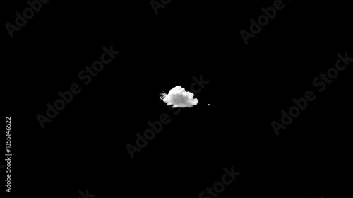Small cumulus cloud element isolated against a solid black background