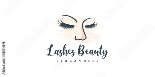 Beauty lashes logo design for woman Premium Vector