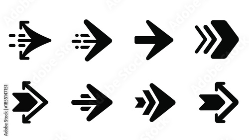 Set of Arrow Icons in Various Styles and Directions