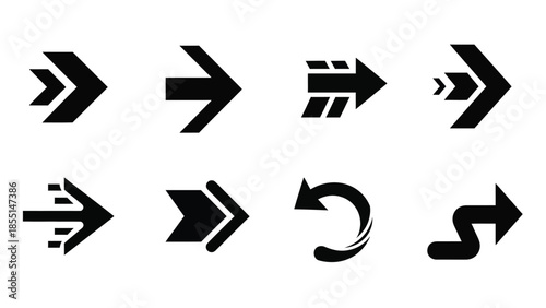 Dynamic Collection of Geometric Arrow Symbols for Website Navigation and User Interface Elements