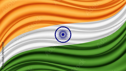 Tricolour Fabric: The vibrant tricolor of a national flag billows gracefully, showcasing a seamless fusion of colours and symbol. A symbol of unity and national pride.
