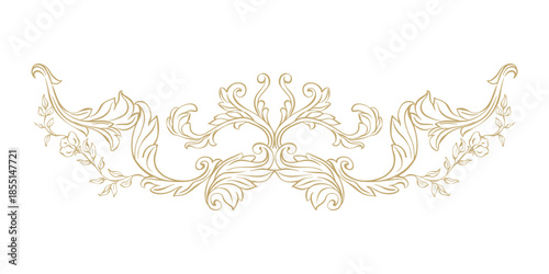 Vintage baroque border. Victorian hand drawn border frame, ornate with classic ornament and florals. Whimsical decorative elements for wedding invitations, cards, certificates, diplomas.