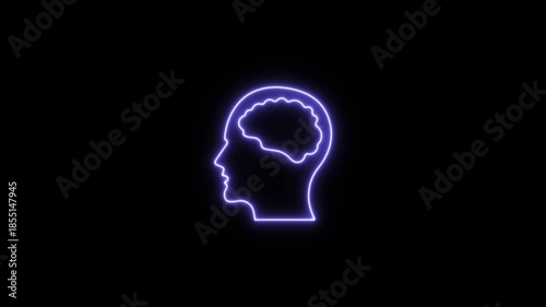 Wallpaper Mural Purple glowing neon outline of human head with visible brain. Neon Icon. Neon Sign Torontodigital.ca