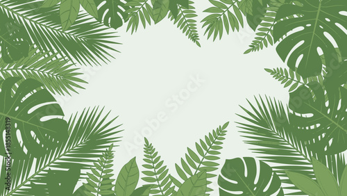 Tropical Leaves Framing a Blank Space.