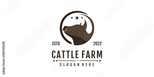 Cattle farm logo design with creative concept Premium Vector
