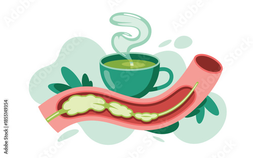 Healthy arteries with green tea for cardiovascular wellness and nutrition