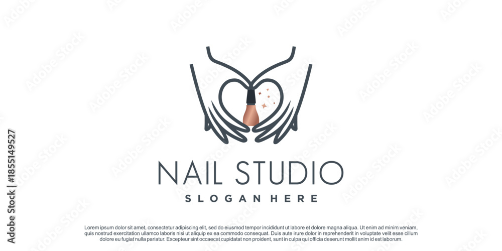 Obraz premium Nail logo design for beauty with creative concept Premium Vector