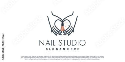 Nail logo design for beauty with creative concept Premium Vector