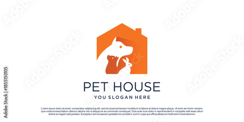 Pet house logo design with creative concept Premium Vector