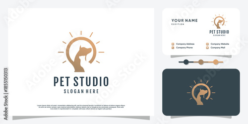 Pet icon logo design with creative element concept Premium Vector