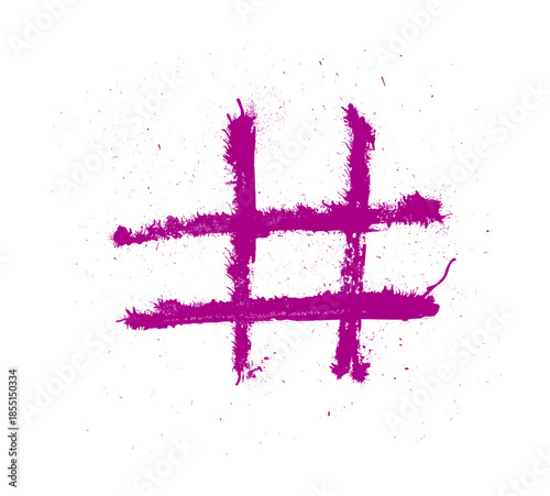 Hashtag Icon Grunge Spray Paint Vector
