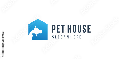 Pet icon logo design with creative element concept Premium Vector