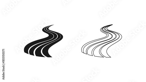 Abstract black and white smoke or steam swirls simple graphic design