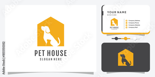 Pet icon logo design with creative element concept Premium Vector