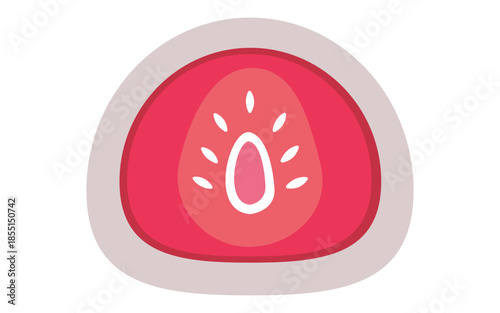 Strawberry mochi daifuku japanese confection vector illustration in flat style