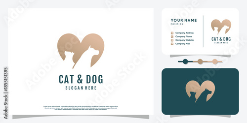 Pet love icon logo design with creative element concept Premium Vector
