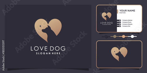 Pet love icon logo design with creative element concept Premium Vector