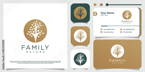 Nature family icon logo design with creative modern style Premium Vector