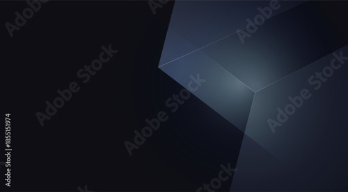 Dark blue abstract geometric background with modern angular shapes and glowing lines for technology presentations