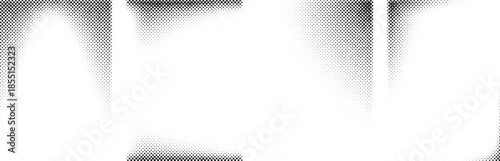 Abstract black and white halftone pattern with distressed dots creating a modern textured background for digital design