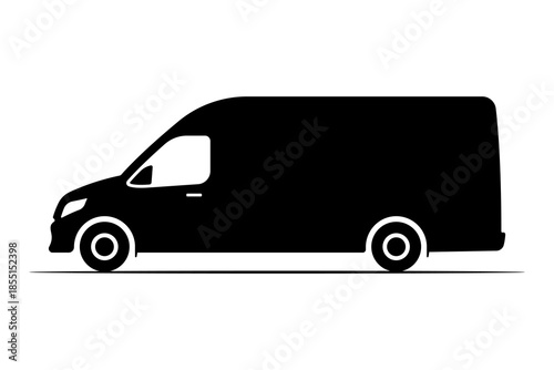 Van icon. Black silhouette. Side view. Vector simple flat graphic illustration. Isolated object on a white background.