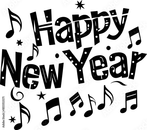 Silhouette of Musical Notes Drifting Away – Minimal Music Concept Illustration