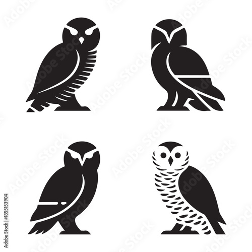 Minimal owl silhouette icon for modern logo and branding use