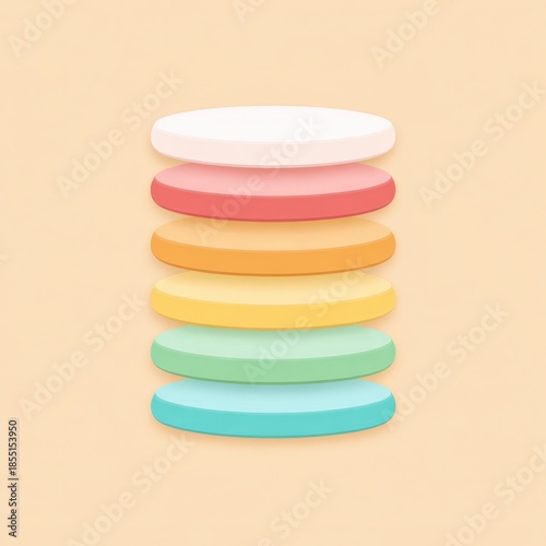 Pastel pancake stack icon with soft tones, minimal style, flat design, and gentle color palette, evoking calm and cheerful mood, isolated on light background