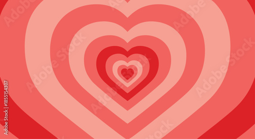 Infinite tunnel of pink and red hearts creating a romantic and layered background for love and valentine celebrations.