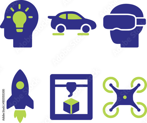 Modern Future Technology Innovation and Smart Gadget Icons
