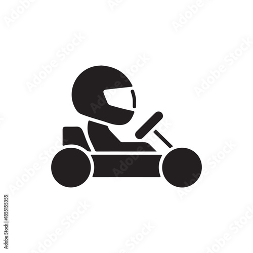 Kart Racing vector icon - Go Kart Driver Silhouette icon on Editable Transparent & White Background