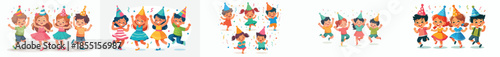vector of children dancing happily at a party celebration
