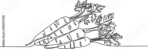 Single continuous line drawing whole healthy organic carrots heap for farm logo identity. one line Art icon drawing