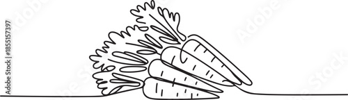 Single continuous line drawing whole healthy organic carrots heap for farm logo identity. one line Art icon drawing