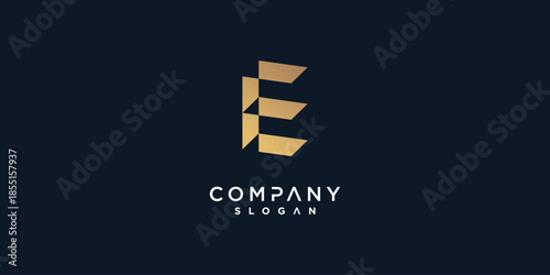 Letter E vector icon logo design with creative unique style Premium Vector
