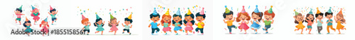 vector of children dancing happily at a party celebration