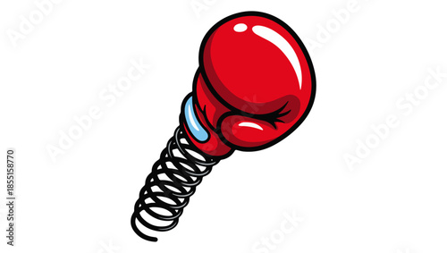 Cartoon Boxing Glove on Spring Punch Illustration, boxing glove, cartoon boxing glove, punch glove, spring boxing glove, jack in the box glove, comic punch, boxing icon, fighting symbol, playful punch