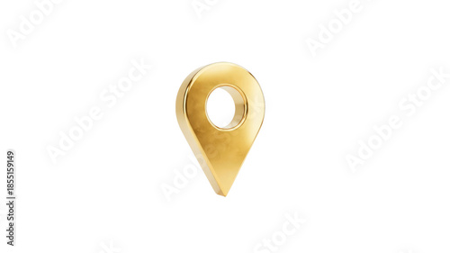 Gold location pin on Transparent Background