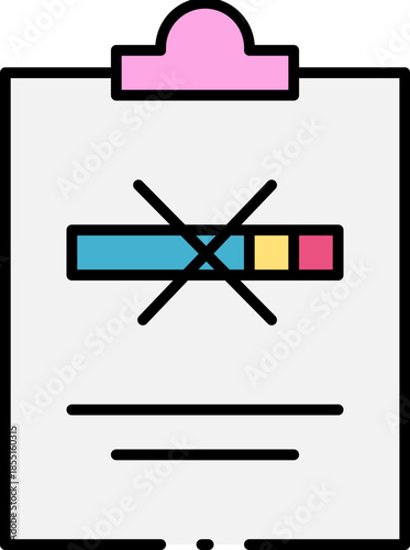 No Smoking Sign on Clipboard - Illustration of a Forbidden Cigarette Icon on a Document
