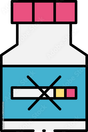 No smoking medicine bottle icon representing health, tobacco cessation, and a smoke-free lifestyle for better well-being and improved health