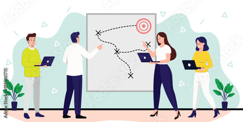 Business team collaborating to achieve a goal